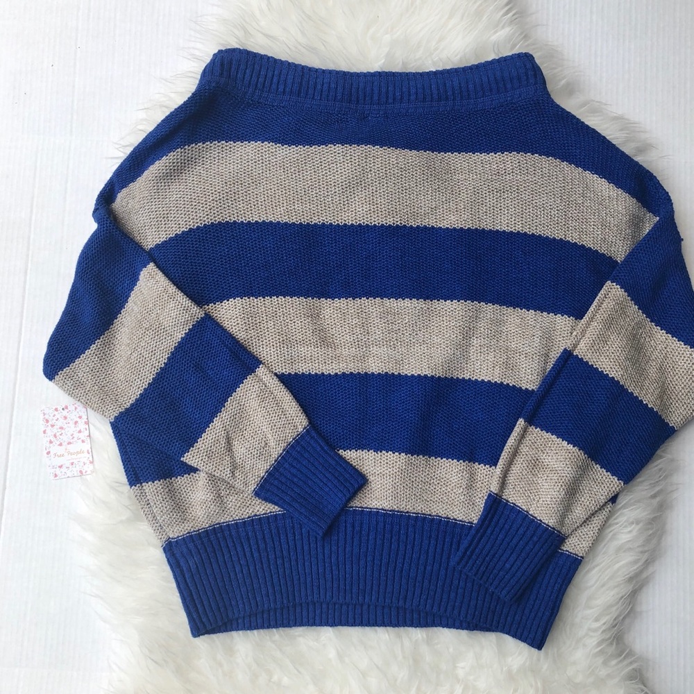 FREE PEOPLE Cassidy Striped Sweater blue size small - Picture 6 of 9